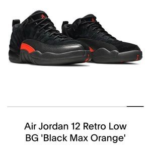 COPY - Air Jordan 12 Retro Low BG- Black/ Max Orange